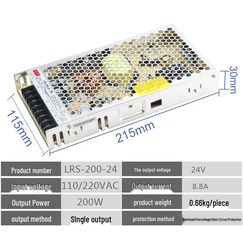Zhewei LED Power Supply NES/LRS/S-200: 24V 8.5A, 12V 16.7A, 5V 40A, 48V Industrial Control Power Supply
