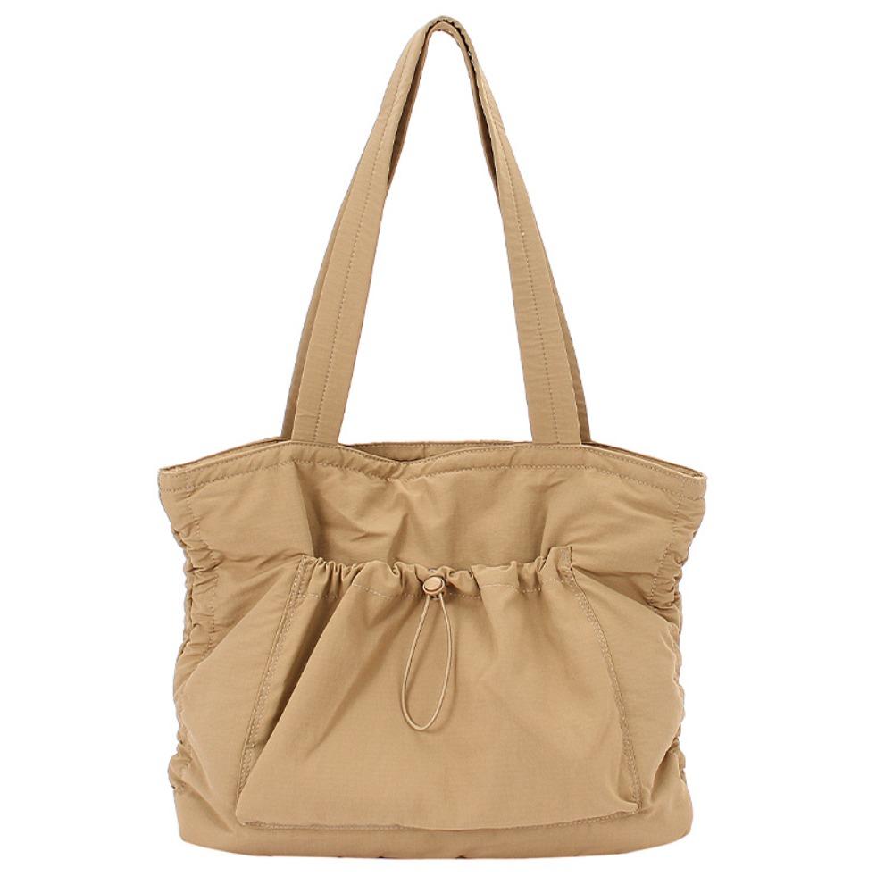 

Korean Drawstring Tote Bag Large Capacity Work Handbag Fashion Wrinkled Shoulder Bag Daily хаки