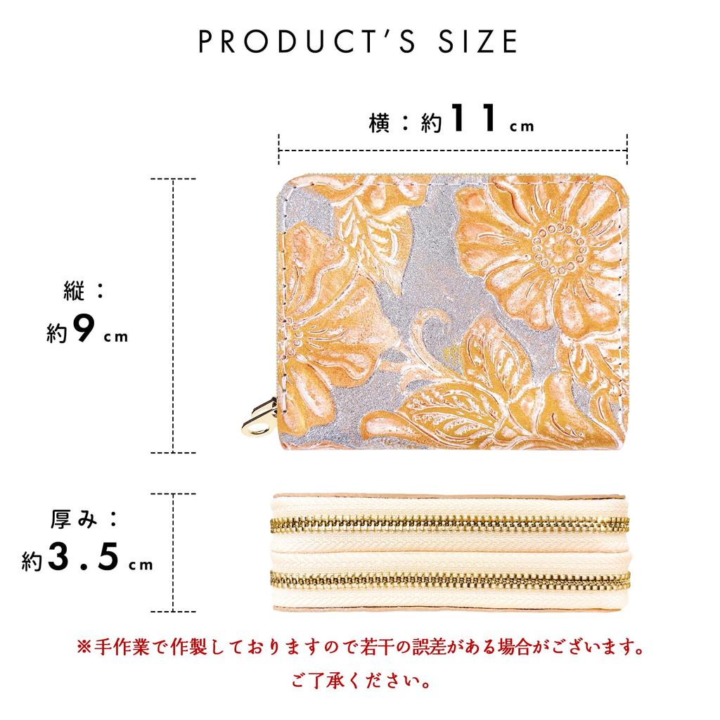 Leo&Aoi Genuine Leather Wallet with Double Zipper, Round Zipper, Accordion-Style Design, Card Slots, Bill Compartment, Coin Purse, Women's, Cowhide