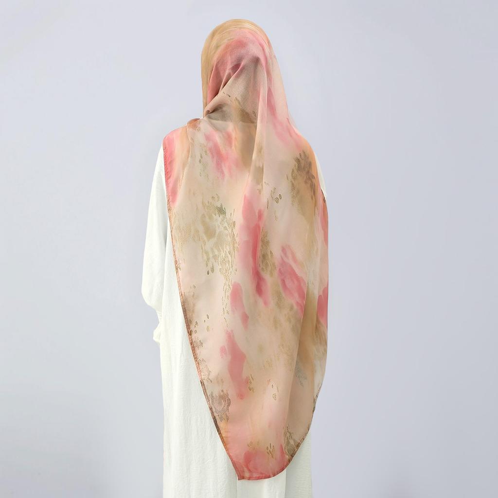 Muslim Viscose Hijab Scarf Shawl Watercolor Print Breathable Soft Long Fashion Scarves Headscarf Hijabs For Women 180*70Cm