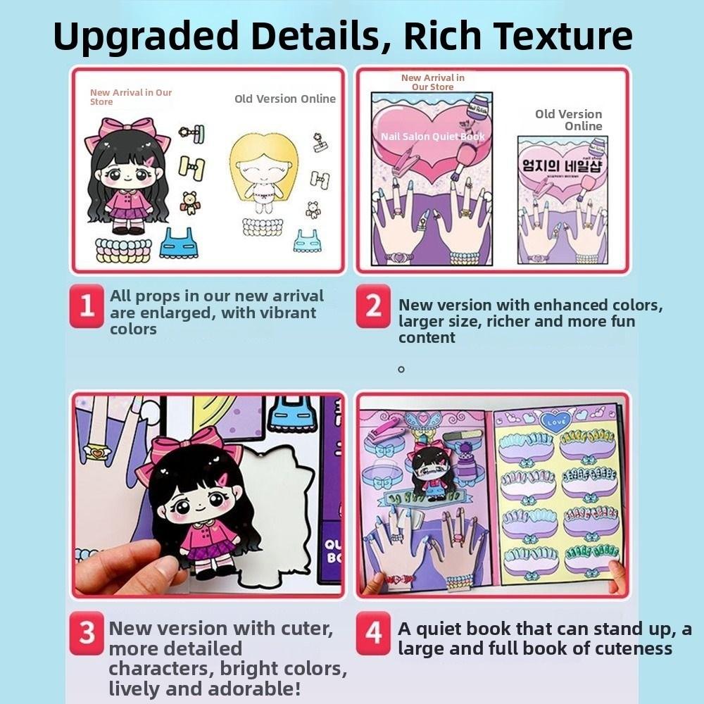 Interactive Nail Shop Quiet Book Creative Makeup Quiet Book DIY Dress Up Toy  Educational Toy
