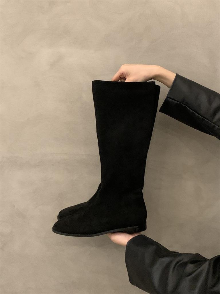 Retro flat boots boots women's shoes 2025 autumn and winter new simple versatile knight boots boots spring and autumn single boots