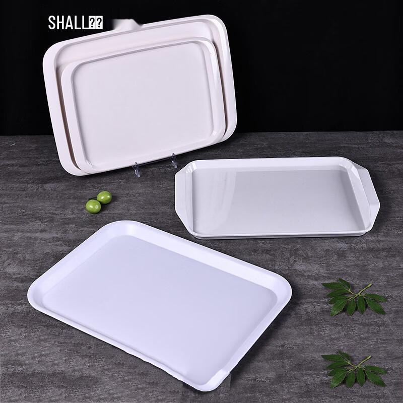 SHALL White Melamine Rectangular Serving Tray