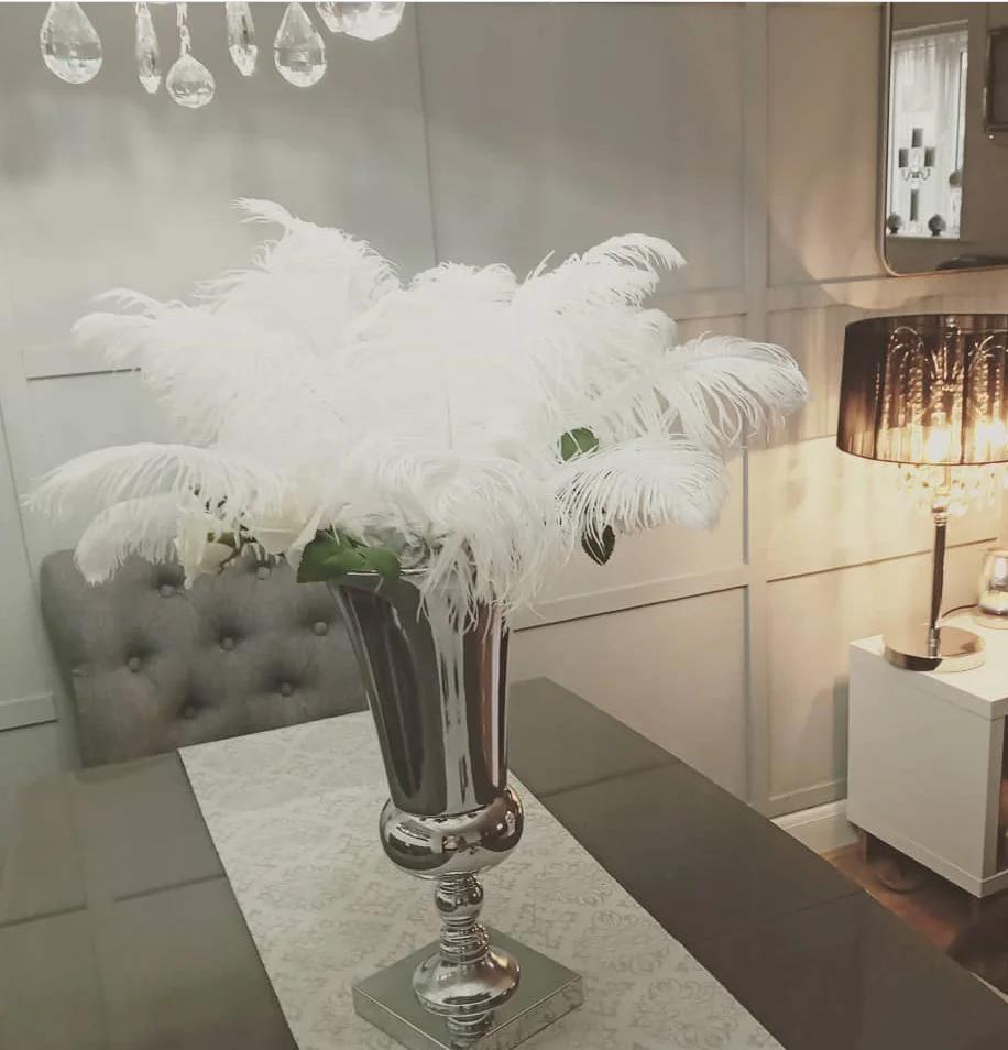 50pcs White Fluffy Ostrich Feathers Bulk for Wedding Party Home Table Centerpiece Ostrich Plume Vases Home Decor Craft Accessory