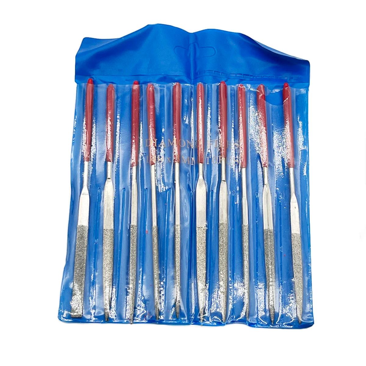 10Pcs Diamond Needle File Set 3x140mm Mini Needle File Kit For Stone Glass Metal Carving Craft Hand Tools Needle File Set 10PCS-SET