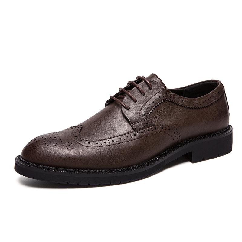 Men's Large Size Spring Leather Brogue Shoes - Casual & Formal Lace-up Low-tops
