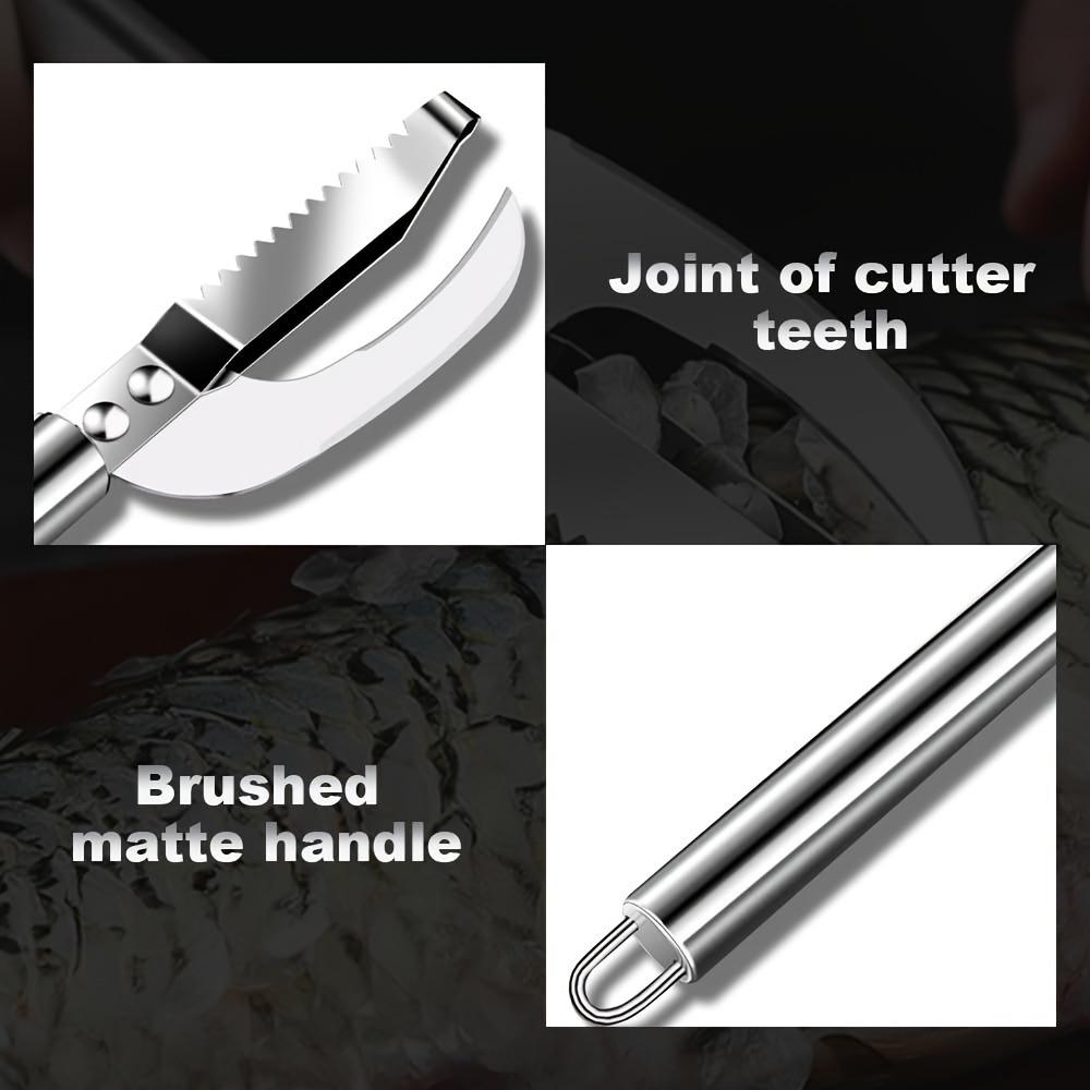 2 ks, vylepšený nůž na ryby 3 v 1, multifunkční nůž na rybí šupiny 3 v 1 z nerezové oceli, nástroj na škrabání krevet, multifunkční nůž na rybí šupiny na krevety