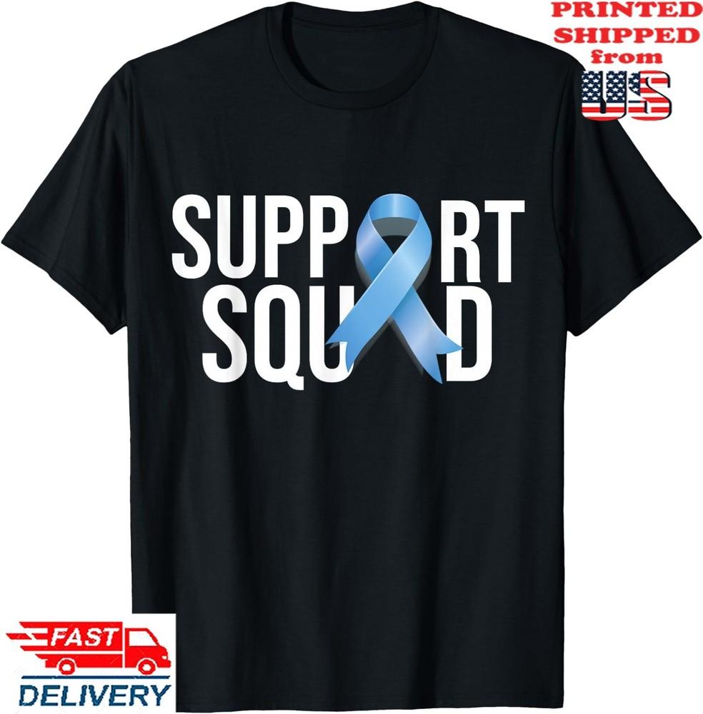 Футболка  Поддержи приседания   Осведомленность о раке простаты  Синяя лента Выживший, Унисекс футболка XL