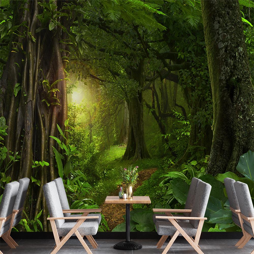 3d Green Forest Nature Wallpaper Forest Scenery Wall Murals Living Room Bedroom Removable Tree Wall Paper