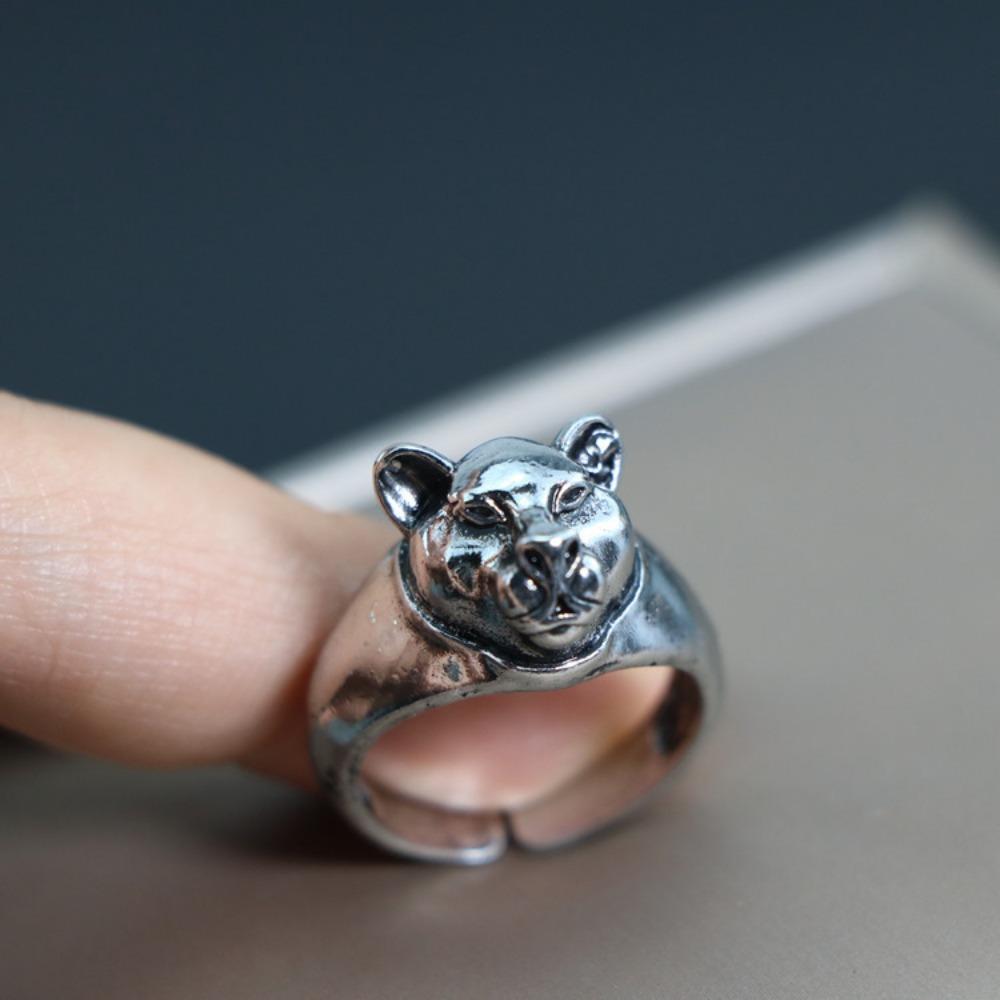 European and American Men's Trendy Metal Ring, Retro Style Cool and Handsome Design Totem Geometric Men's Ring