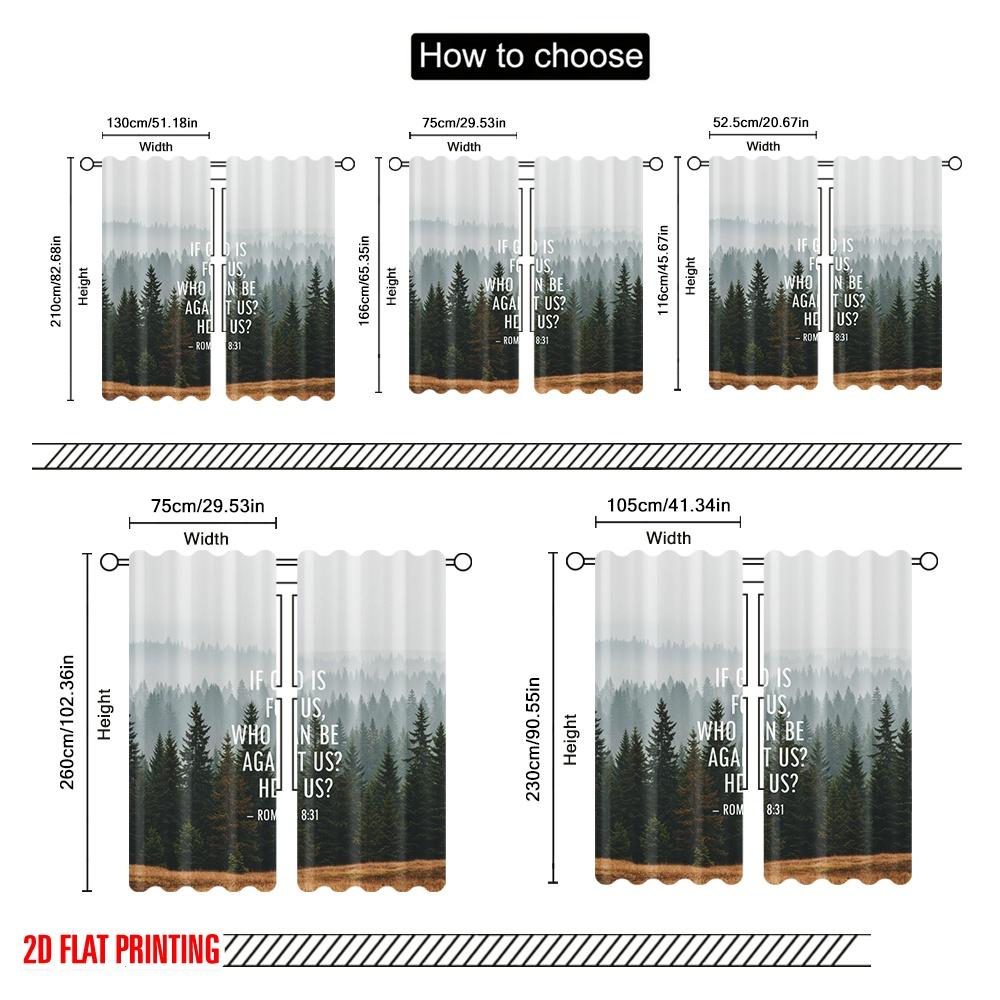 2pcs 2D Flat Printing Window Drapes If God For Us Polyester Fabric Without Electricity Birthday Party for Festive Wall Decor