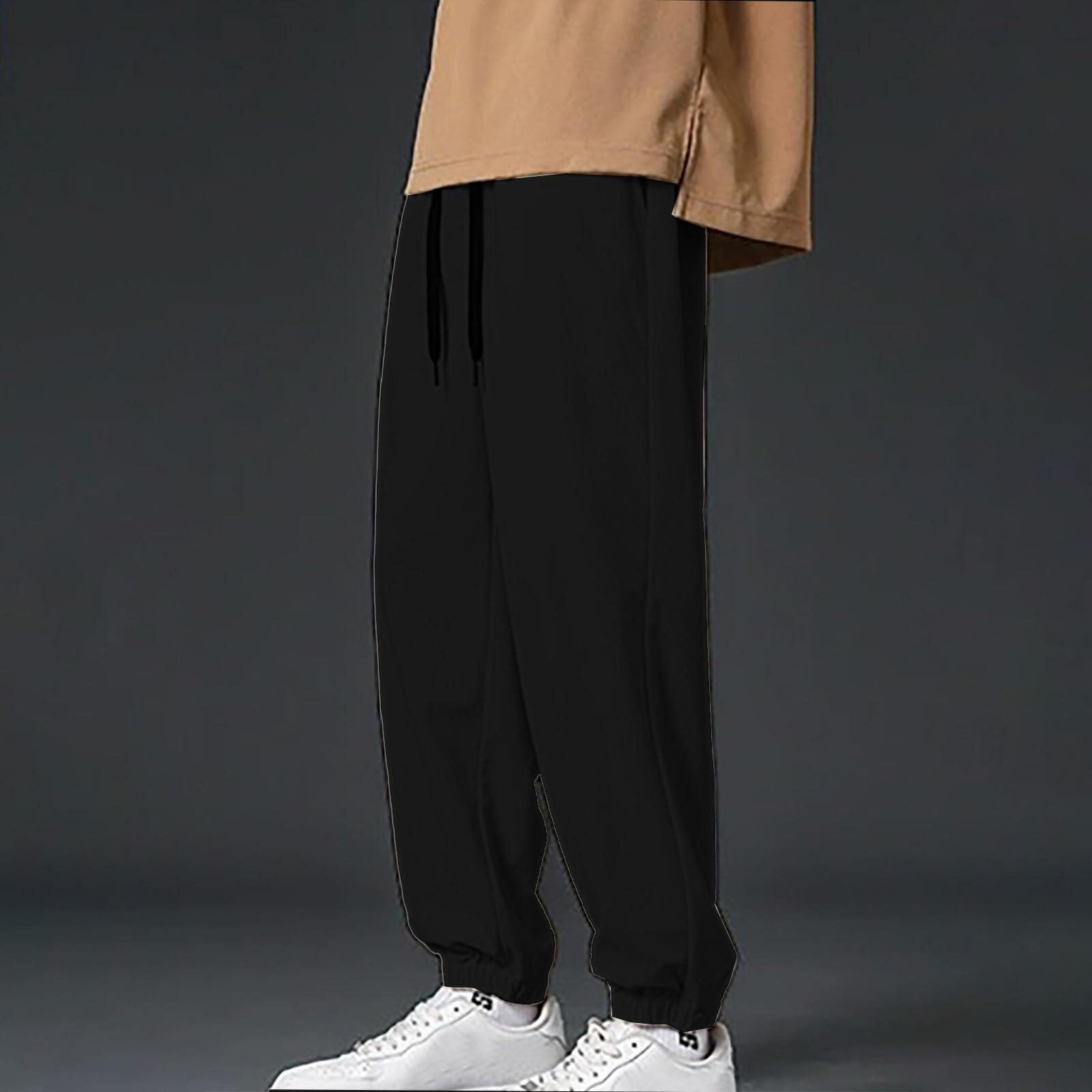 

Mens Corduroy Casual Sports Leggings Straight Leg Sweatpants XXXL чорний