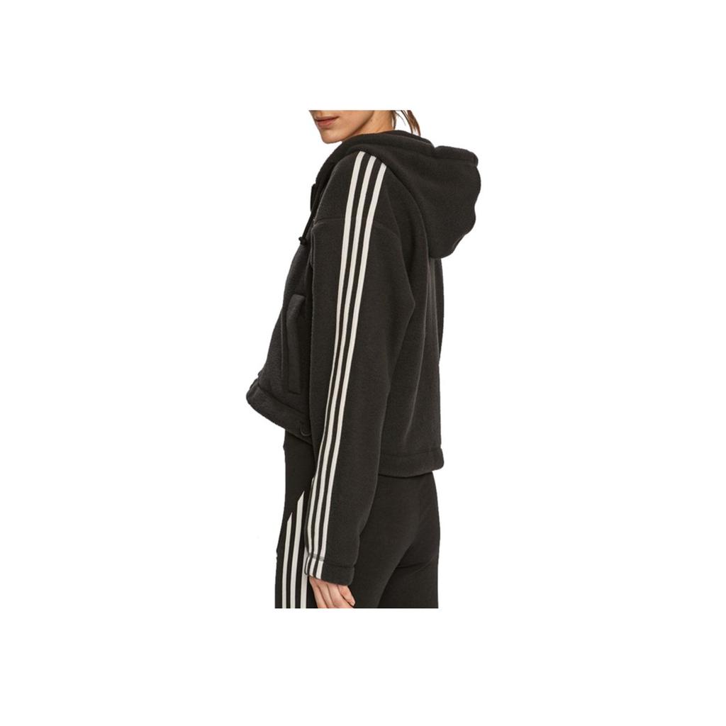Adidas Logo Casual Hooded Striped Windbreaker Jacket Women Jacket Black GN2811