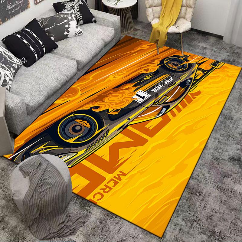 Speeding Car Graphic Carpet suitable as a non-slip mat for the living room or bedroom sofa