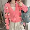 Romantic three-dimensional flower knitted cardigan autumn and winter new style foreign style versatile outer sweater jacket women