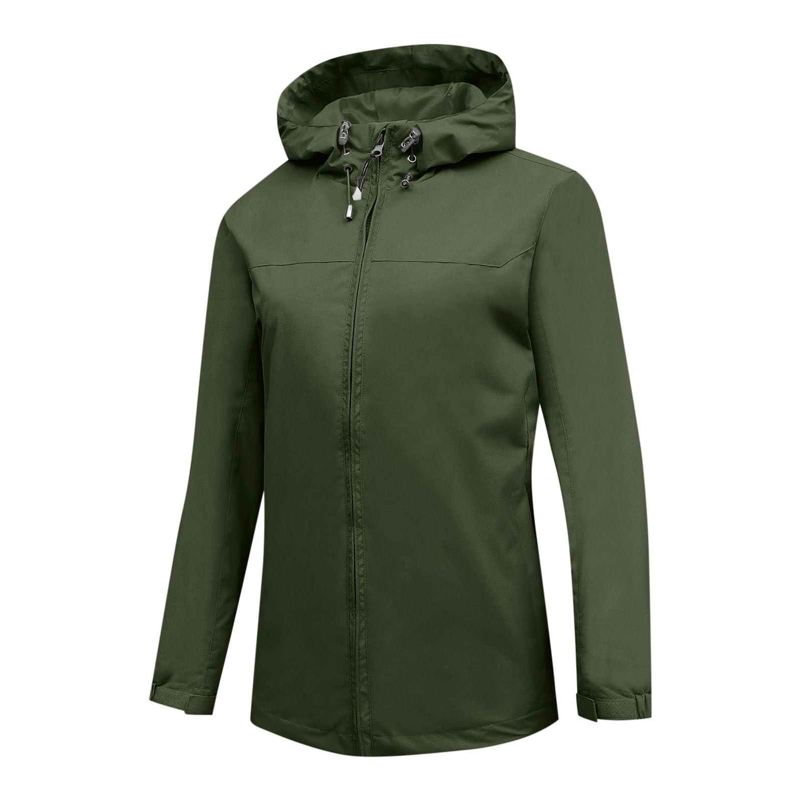

Women s Loose Casual Fashionable Outdoor Solid Color Windproof Waterproof Jacket Jacket L армія зелений колір