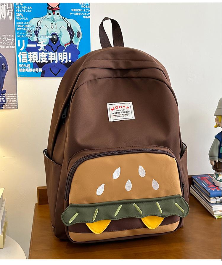 School Bag 2025 New Design Sense Niche Backpack Hamburger Cute Large Capacity Campus School Bag Leisure Travel Backpack