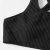 2Pcs/Set Women Bikini Set U-Neck Sleeveless Removable Padding Bra High Waist Swimming Trunks Set Ribbed