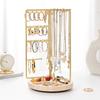 Premium-Jewelry Organizer Stand Rotating Jewelry Display With Metal Frame, With Bottom Tray, Jewelry Tower Organizer