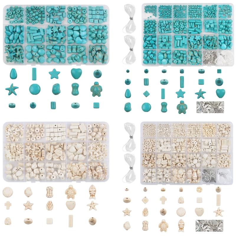 Synthetic Turquoise Loose Bead Collection for Necklace and Bracelet Jewelry Making Components Colorful Mixed Beads