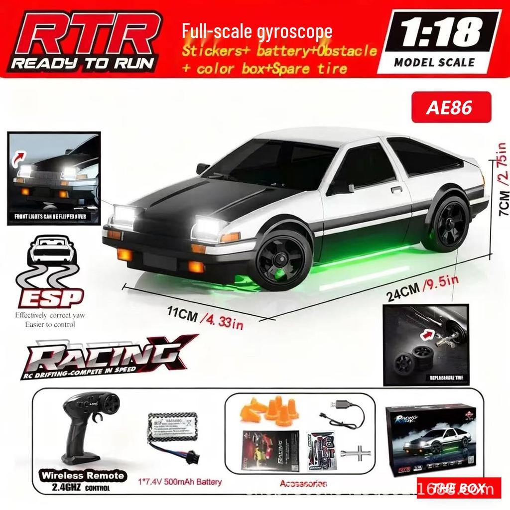 Huangbo 1:18 AE86 RC Car: Professional High-Speed 4WD Drifting Toy with Gyroscope