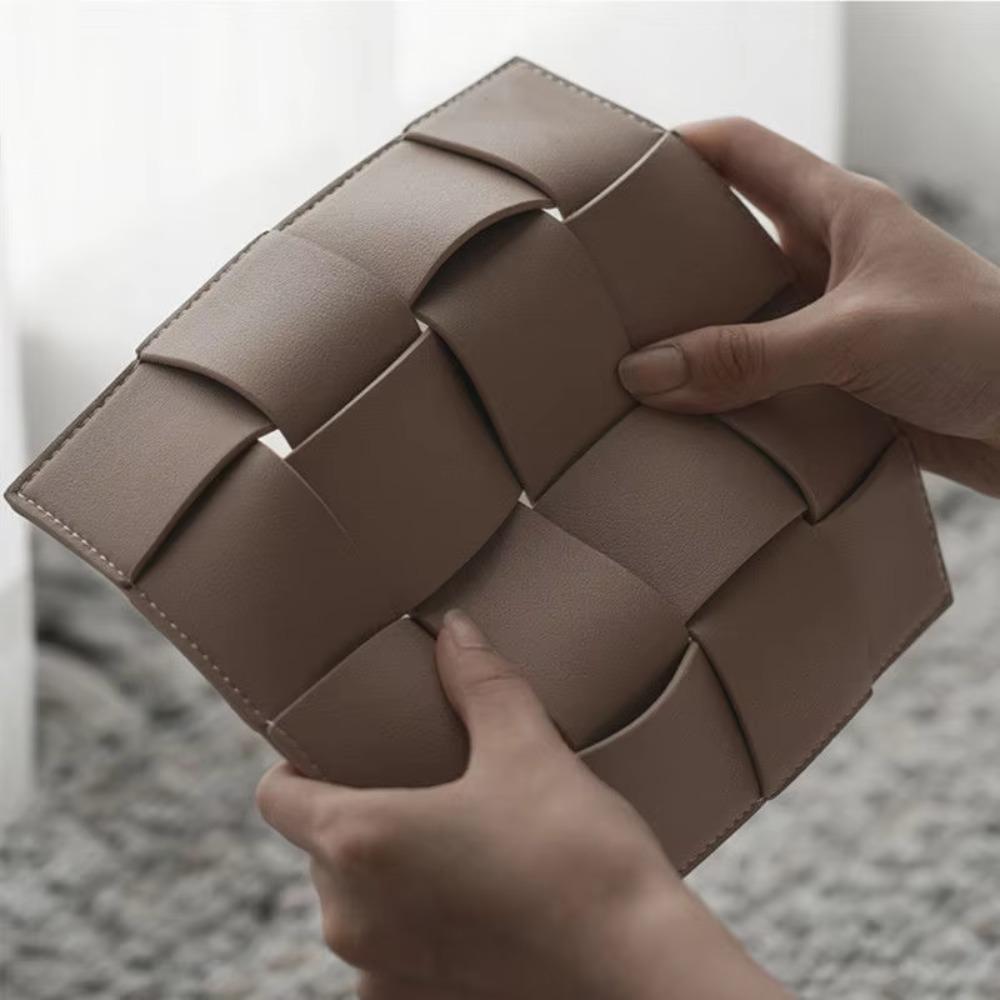 Waterproof Leather Woven Storage Tray Multi-functional Entrance Key Tray Jewelry Plate  Tea Table