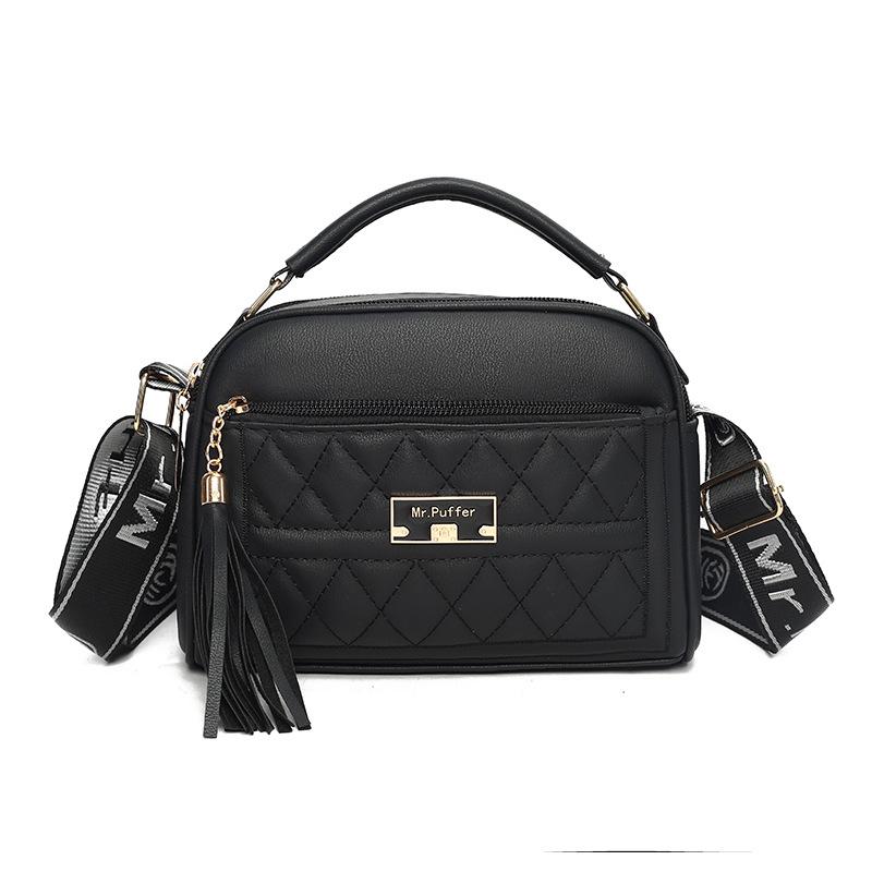 New Soft Leather Fringed Small Bag In Early Autumn, Women's Rhombus Portable Multi-layer Practical Single Shoulder Oblique Span Bag