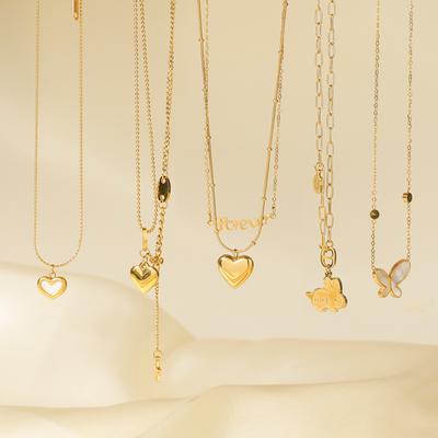 Loftily Style Women'S Necklace Retro Multi-Layer Heart-Shaped Pendant Necklace Decoration Diy Light Luxury Temperament