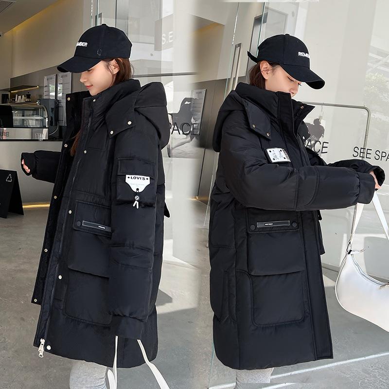 Down Padded Jacket Women Outerwear Winter Thicke Warm Parka Female Fashion Loose Length Down Cotton Jacket  Lady Overcoat