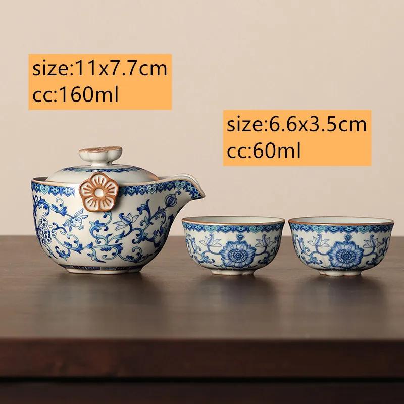 Chinesische Ru-Ofen Keramik Teekanne Teetasse Handgefertigt Blumen Teeschale Schönheit Tee-Sieb Kessel Reise Tragbar Haushalt Teegeschirr