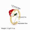 Nidin New Style Mushroom Shape Inlaid Zircon Pearl Enamel Drip Opening Adjustable Rings For Women Girl Cute Sweet Finger Jewelry