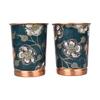 Copper Printed Design 250ML Water Glass with Rust Proof for Home and Office Use Ayurveda and Yoga Health Benefits Glass Set of 6 (Green Gold)