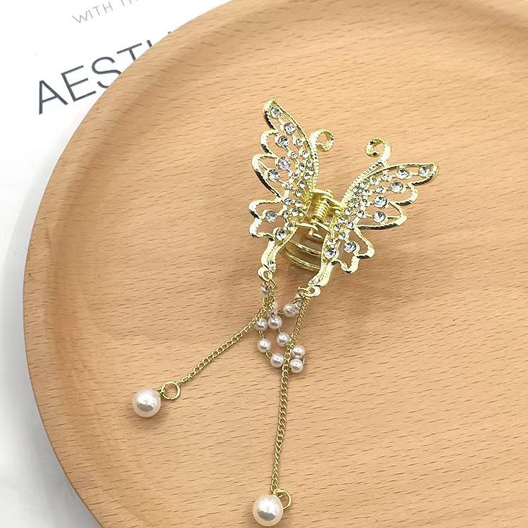 High-End Rhinestone Butterfly Hair Claw Clip - Korean Style Hair Accessory