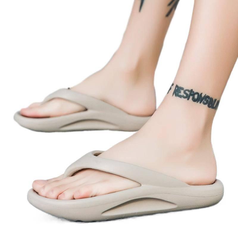 

Large size slippers summer Korean version trendy men s flip-flops high elastic beach cool slippers outer thick bottom couple 46 хакі