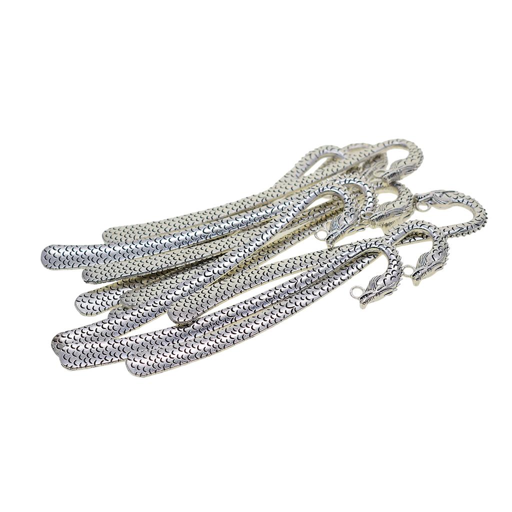 Vintage Dragon Bookmark Hook Alloy Pendant Beading Book Marks DIY Necklace Stationery for Office and School
