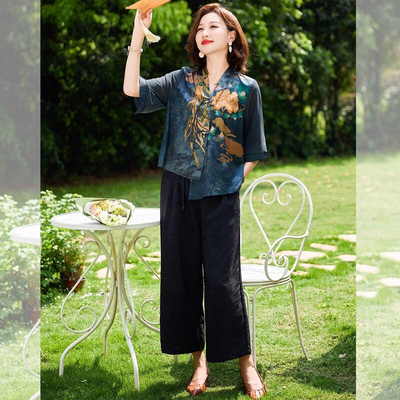 QianLian Summer Two-Piece Set for Middle-Aged Women