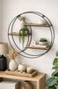 Półka Ścienna Metalowa Z Mdf Czarna Okrągła 44 Cm
