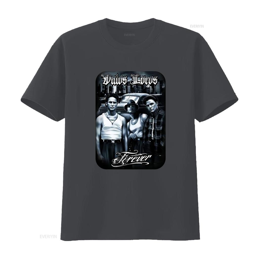 Vatos Locos Forever Mens Heavyweight T Shirt Print On Shaka Wear Retro Gangster Style Urban Fashion vintage Washed homme