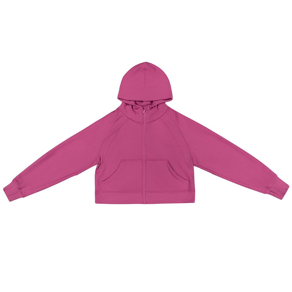 Autumn And Winter Fleece Warm Zipper Long Sleeved Hooded Sweatshirt, Loose And Casual, Fashionable Sports Wear, Yoga Fitness Jacket For Women