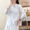 Spring and Autumn New Cotton Double-layer Cotton Yarn Long Sleeve Shirt Women's Versatile Skinny Simple Literary Japanese Retro Style Shirt