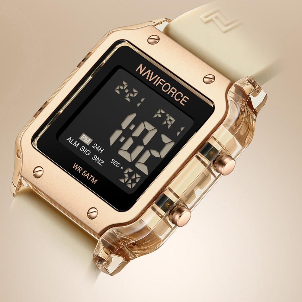 NAVIFORCE Women's Casual DIgital Watch Day Date Night Pattern Waterproof Alarm Silicone Strap Lady Girls Fashion Accessories Watch NF6105