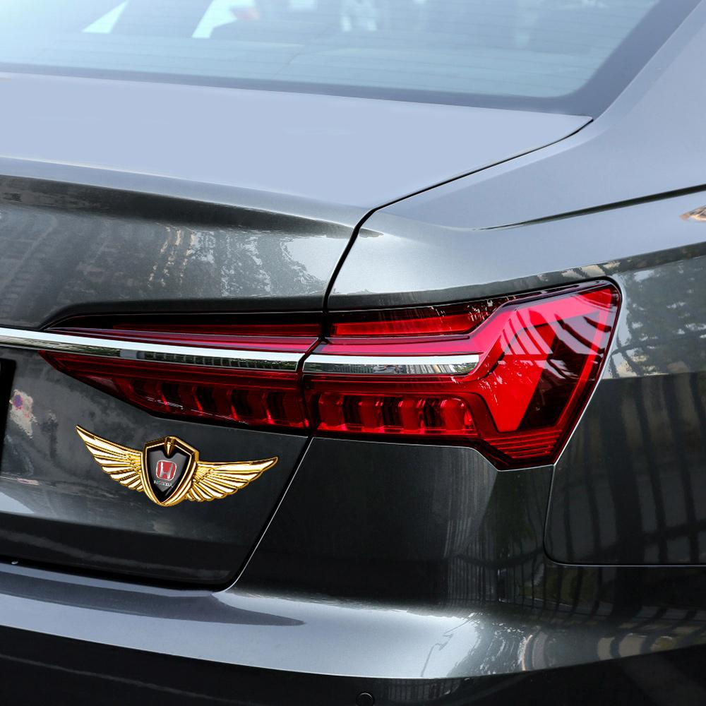 3D Metal Wings Badge Sticker Body Trunk Decorative Decal Custom Badge For Honda City HR-V Jazz Accord Civic CR-V Fit Valve Core JP8