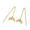 Needle Fish Tail Ear Line for Women with Light Luxury Zirconium Hollow Mermaid Earrings Exquisite High-end Versatile Ear Decoration
