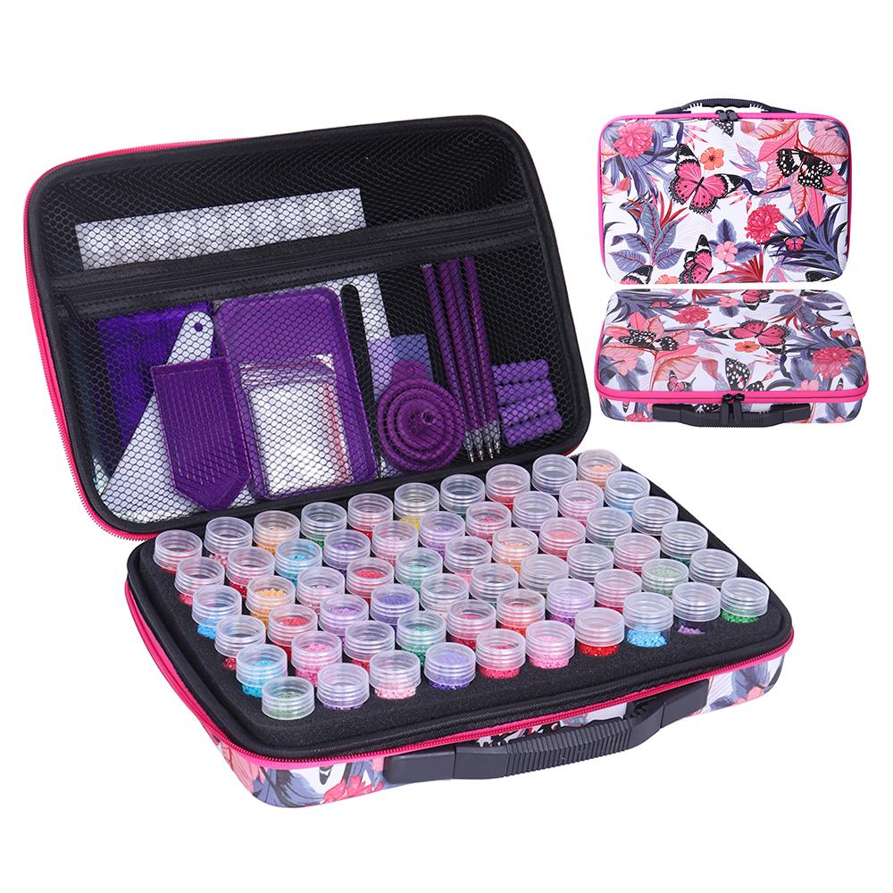 60 Bottles Diamond Painting Storage Container Case with Color Number Labels Stickers and Funnel Beads Storage Box Organizer Tool