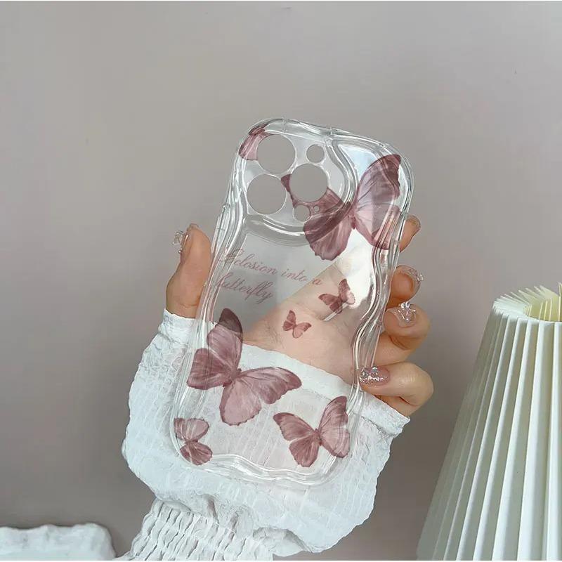 INS Retro Butterfly Phone Case For iPhone 17 16 16e 15 14 13 12 11 Pro Max Mini X XR XSMAX 8 7 6S Air Plus 3D Wave Soft TPU