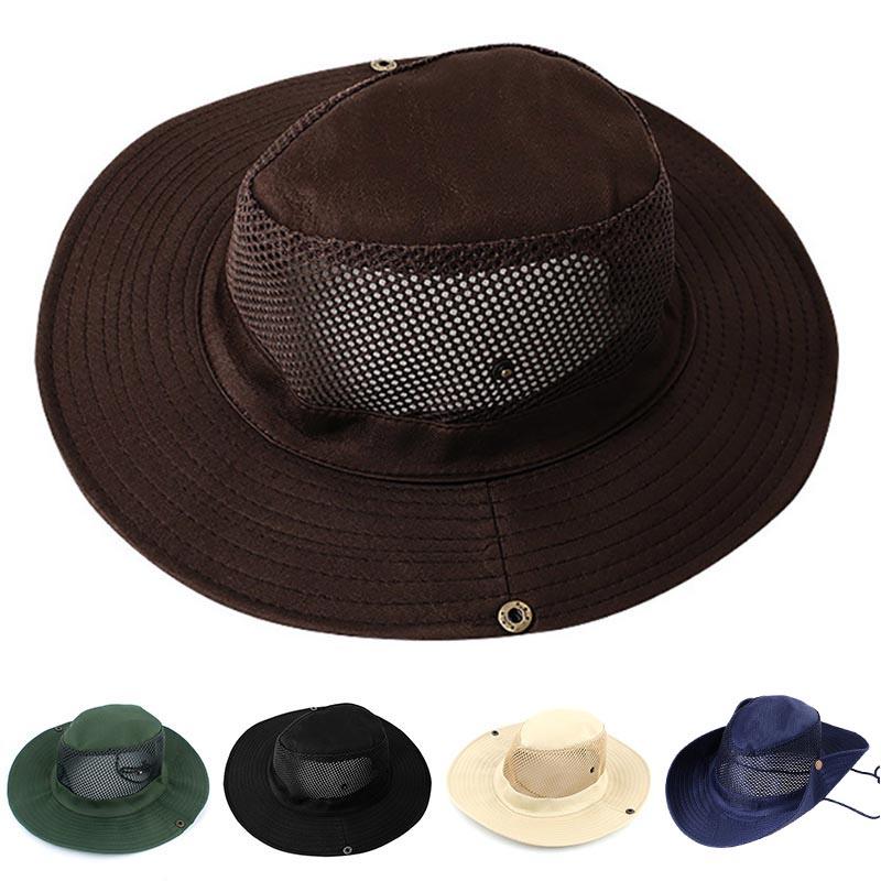 Breathable Outdoor Men Folding Adjustable Mesh Sun Protection Hat Bucket