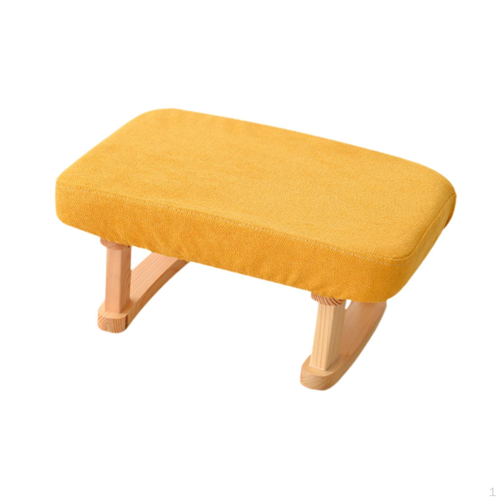 

Пуфик-подставка для ног с деревянными ножками для дома и офиса жёлтый