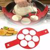 High-quality Red Silicone Egg Ring With Seven Holes For Perfectly Shaped Eggs And Pancakes