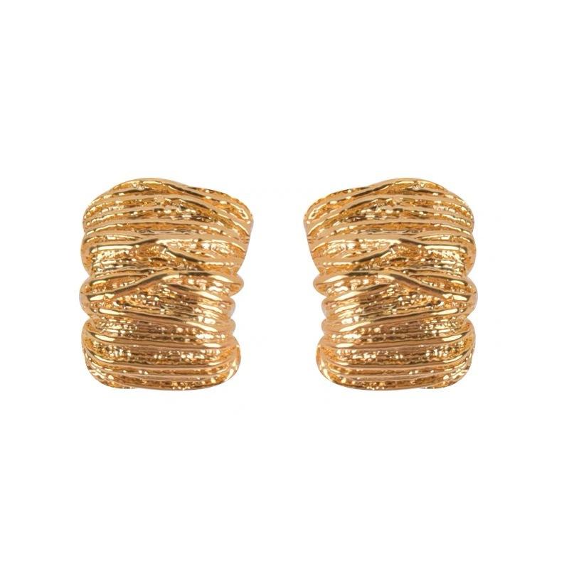 Punk Geometric Gold Color Metal Stud Earrings for Women Vintage Silver Color Earring Jewelry Accessories