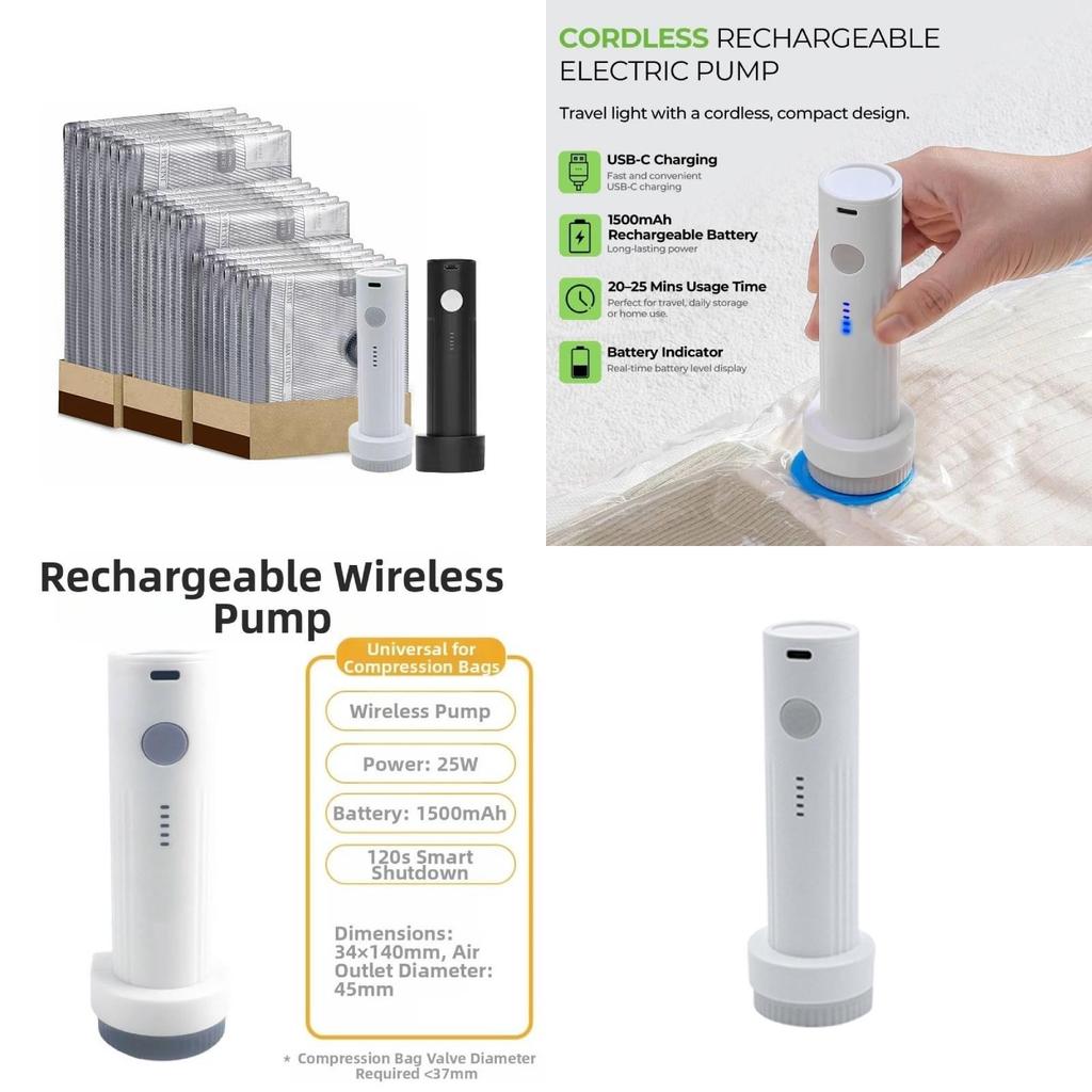 Compact Micro Electric Vacuum Pump For Travel Compression Bags With Rechargeable Battery And Low Noise Operation